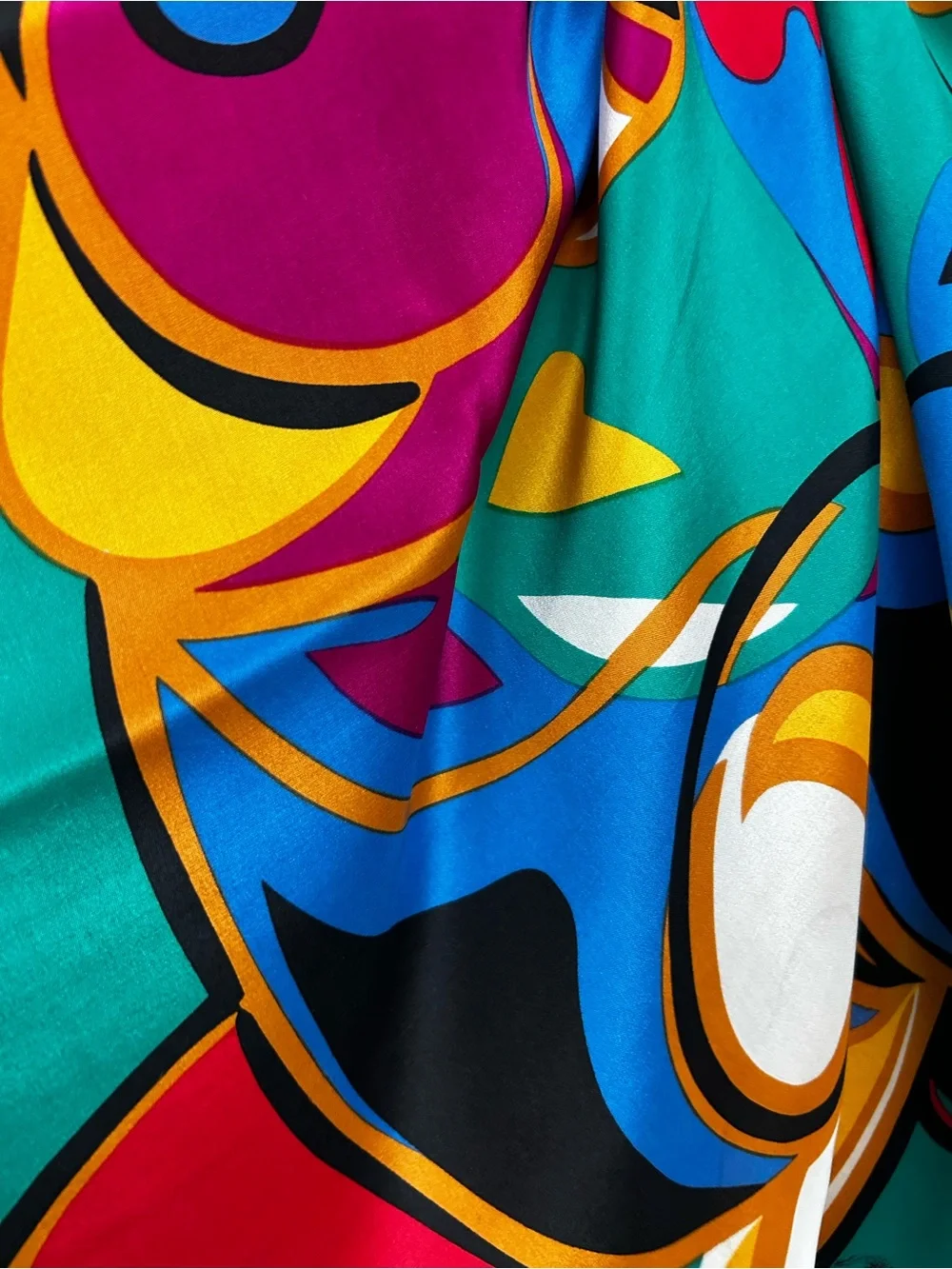 Sharon Michaels Abstract Silk Scarf Square Multicolor Art Print 80s 90s Style